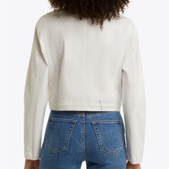 Draper James - Collarless Jacket in White Denim - Size: Large /  12 - NWT - Picture 3 of 6